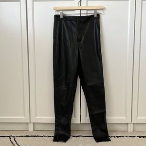 Zara Black Faux Leather Leggings with Ankle Zip